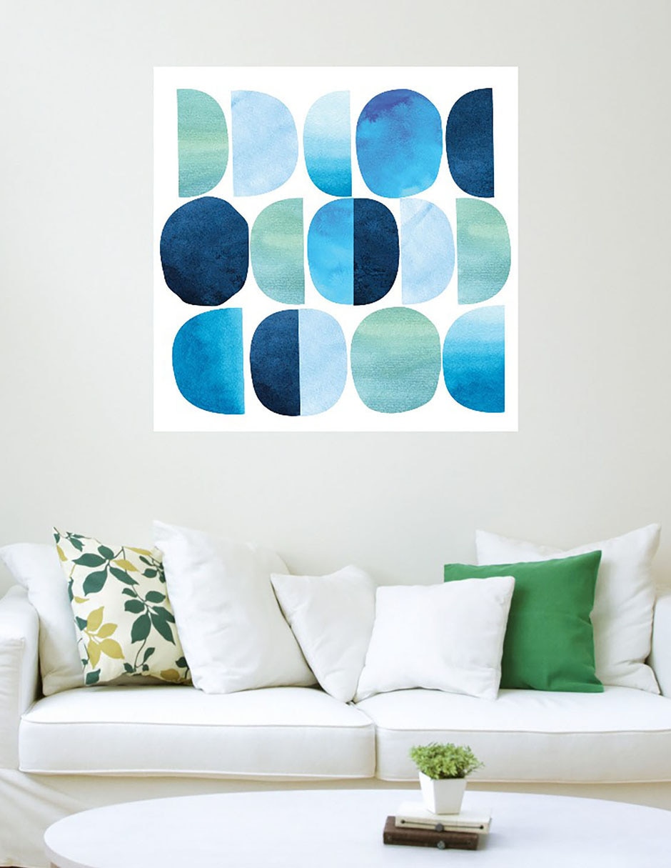 Cuadro decorativo Códigos azul técnica mixta Formas 3