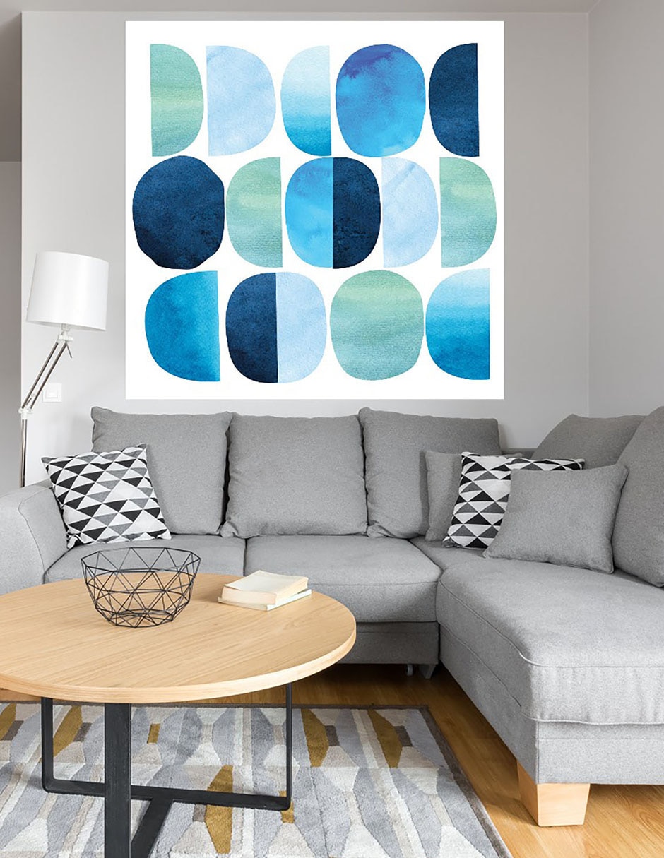 Cuadro decorativo Códigos azul técnica mixta Formas 4