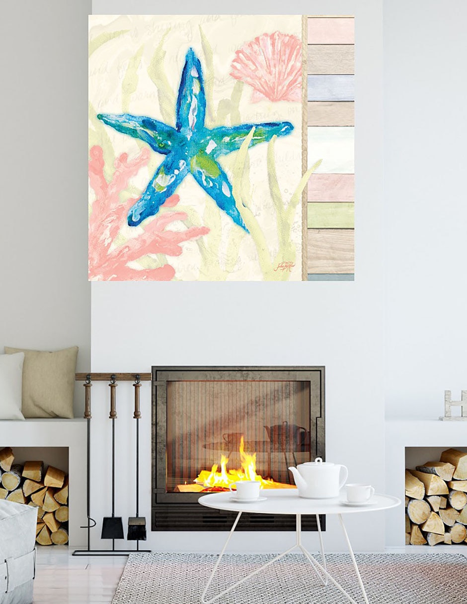 Cuadro decorativo Costa en Pastel III técnica mixta Animales Marinos 4