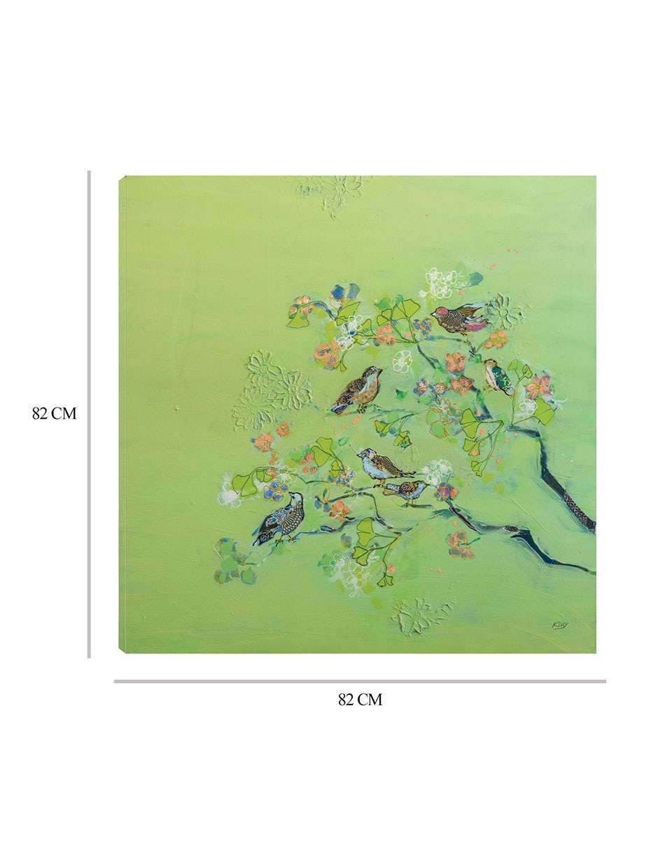 Cuadro decorativo Canto de Pájaro técnica mixta Aves Silvestres 6