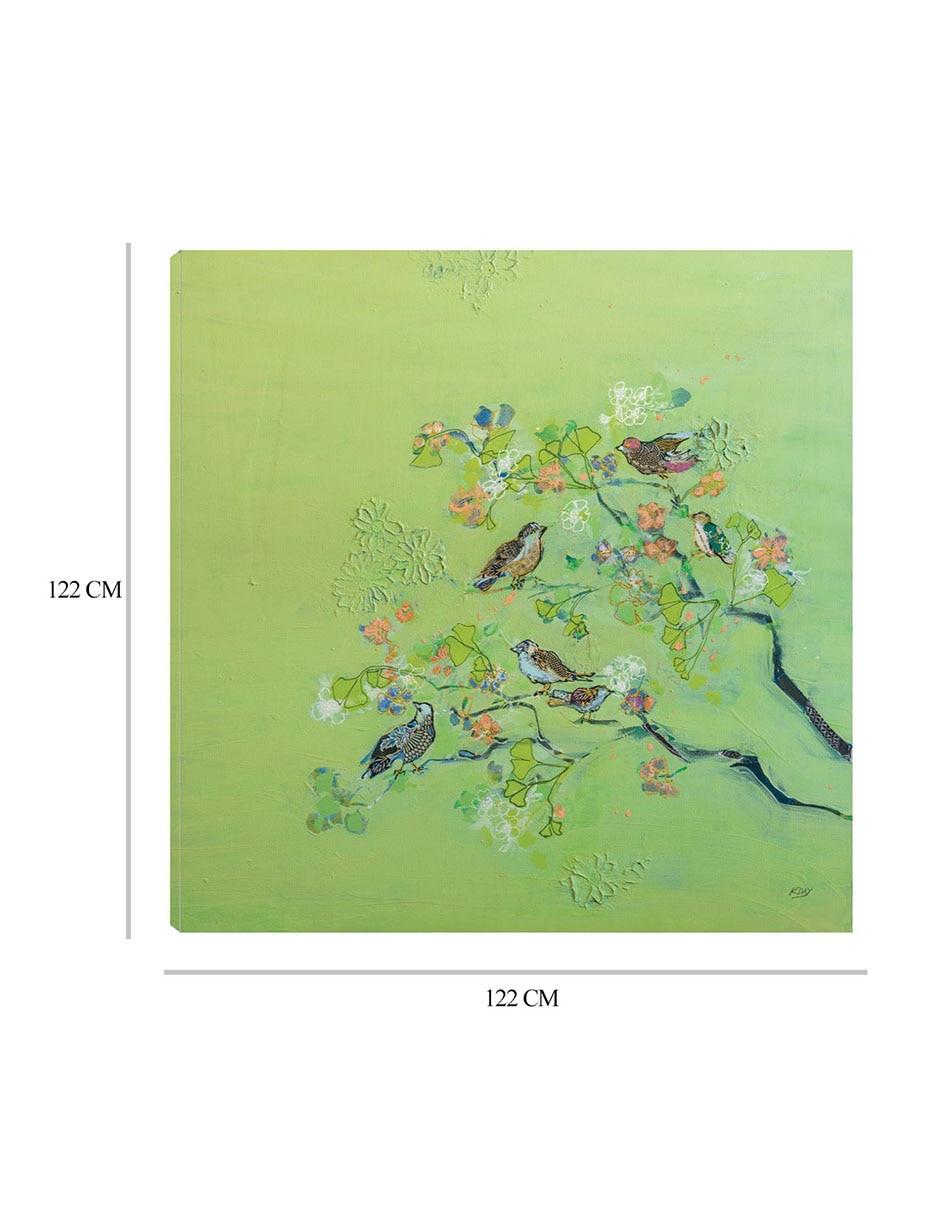 Cuadro decorativo Canto de Pájaro técnica mixta Aves Silvestres 2