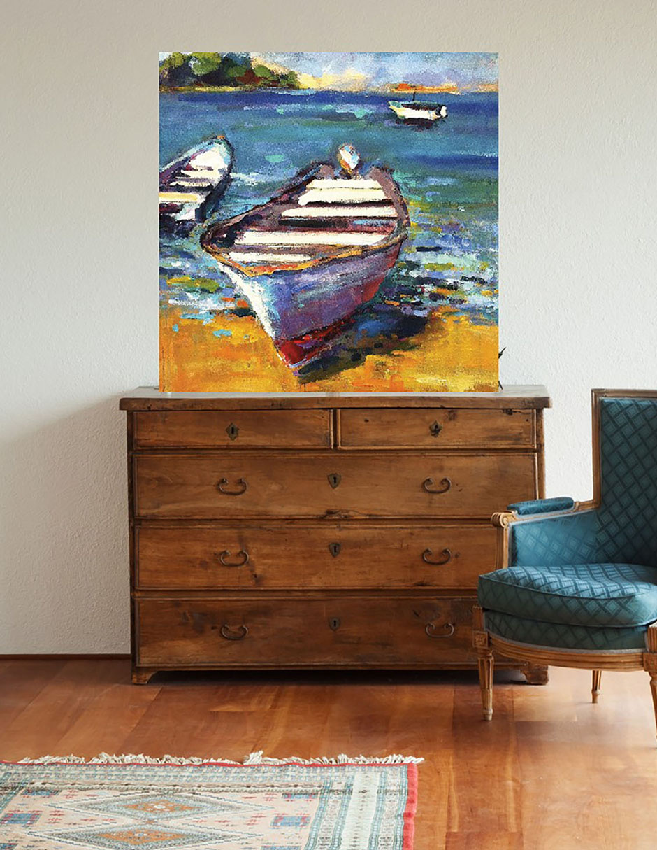 Cuadro decorativo Bote técnica mixta Playas 2