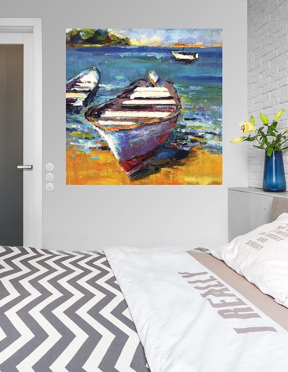 Cuadro decorativo Bote técnica mixta Playas 3