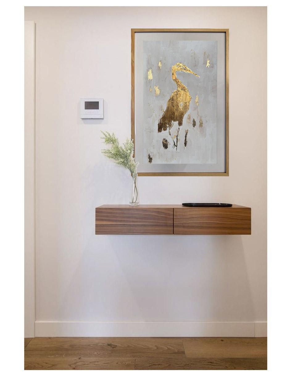 Pintura Ave de oro técnica acrílico Aves 2