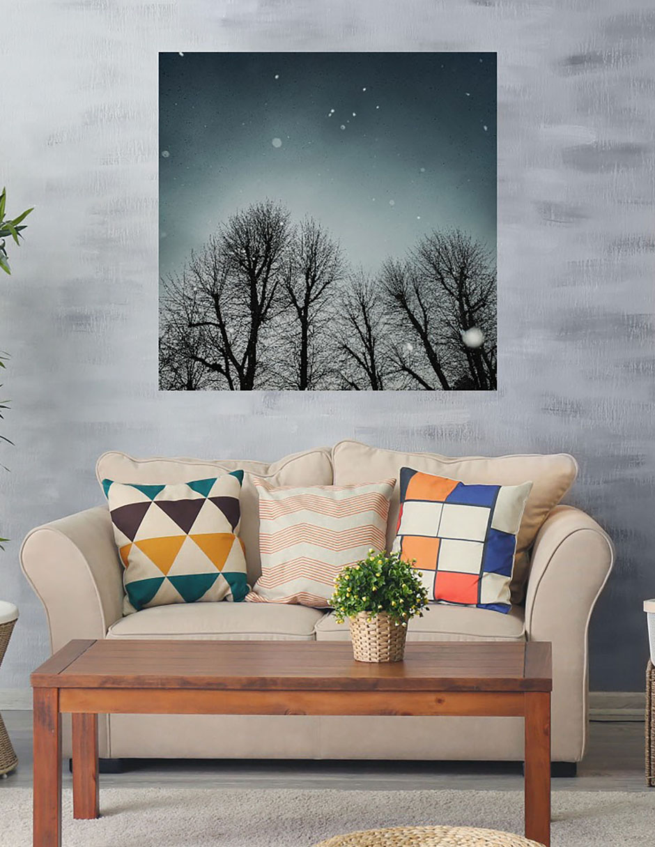 Cuadro decorativo Cielo de invierno técnica mixta Bosques 3