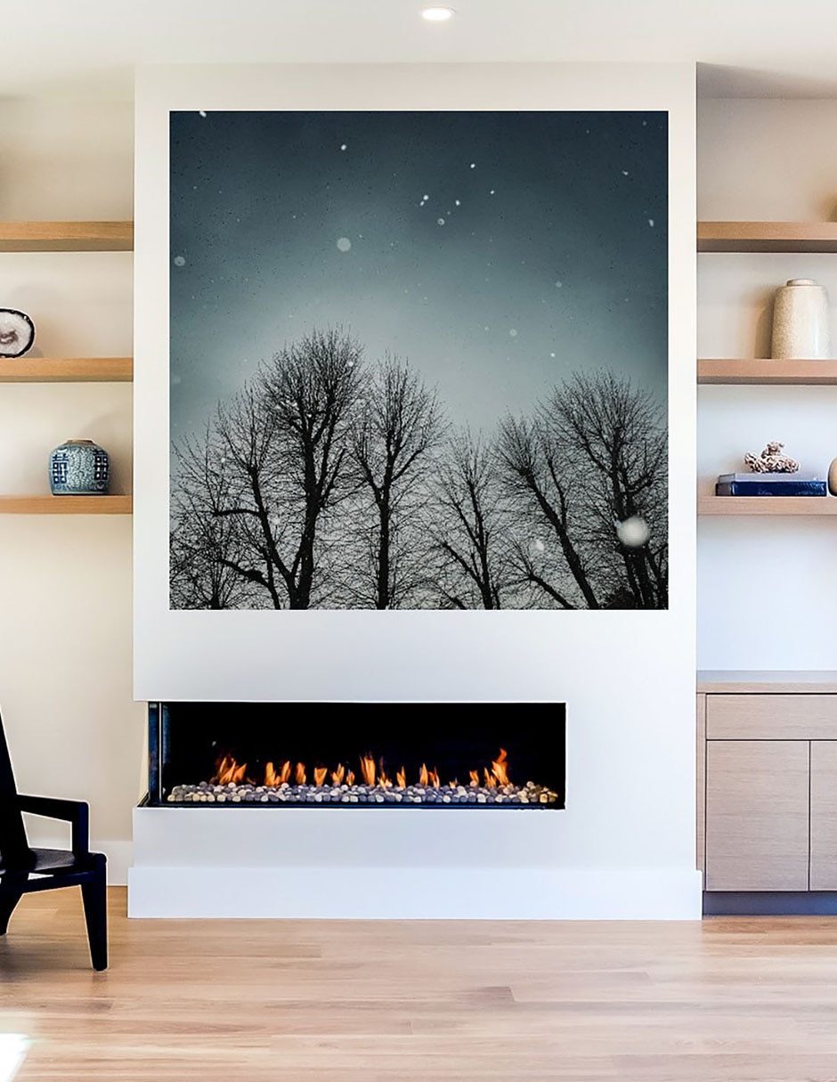 Cuadro decorativo Cielo de invierno técnica mixta Bosques 6
