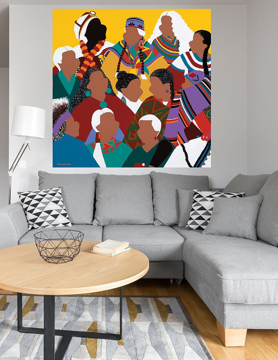 Cuadro decorativo Consejo de Abuelas Indígenas técnica mixta Gente 4