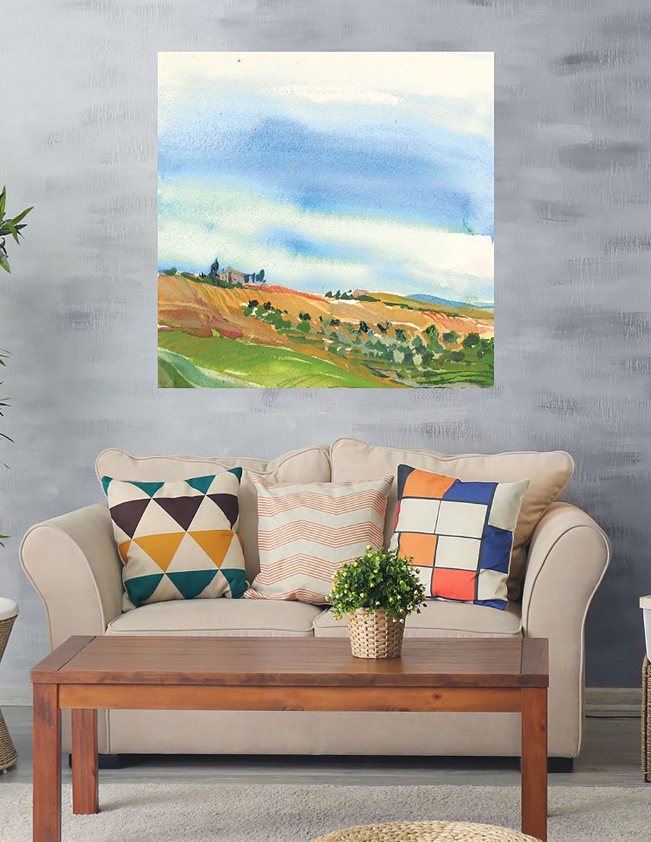 Cuadro decorativo Campos toscanos técnica mixta Primavera 2