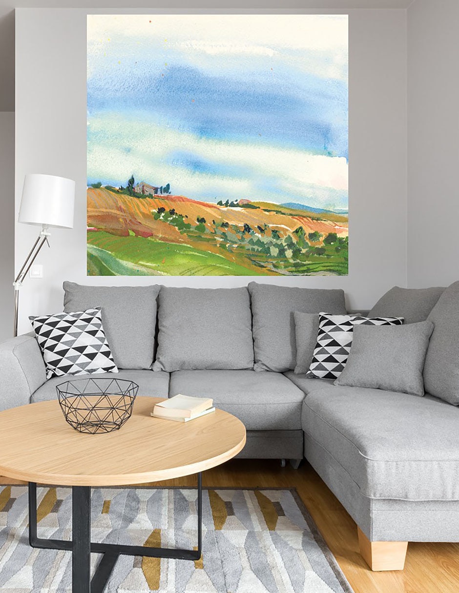 Cuadro decorativo Campos toscanos técnica mixta Primavera 4