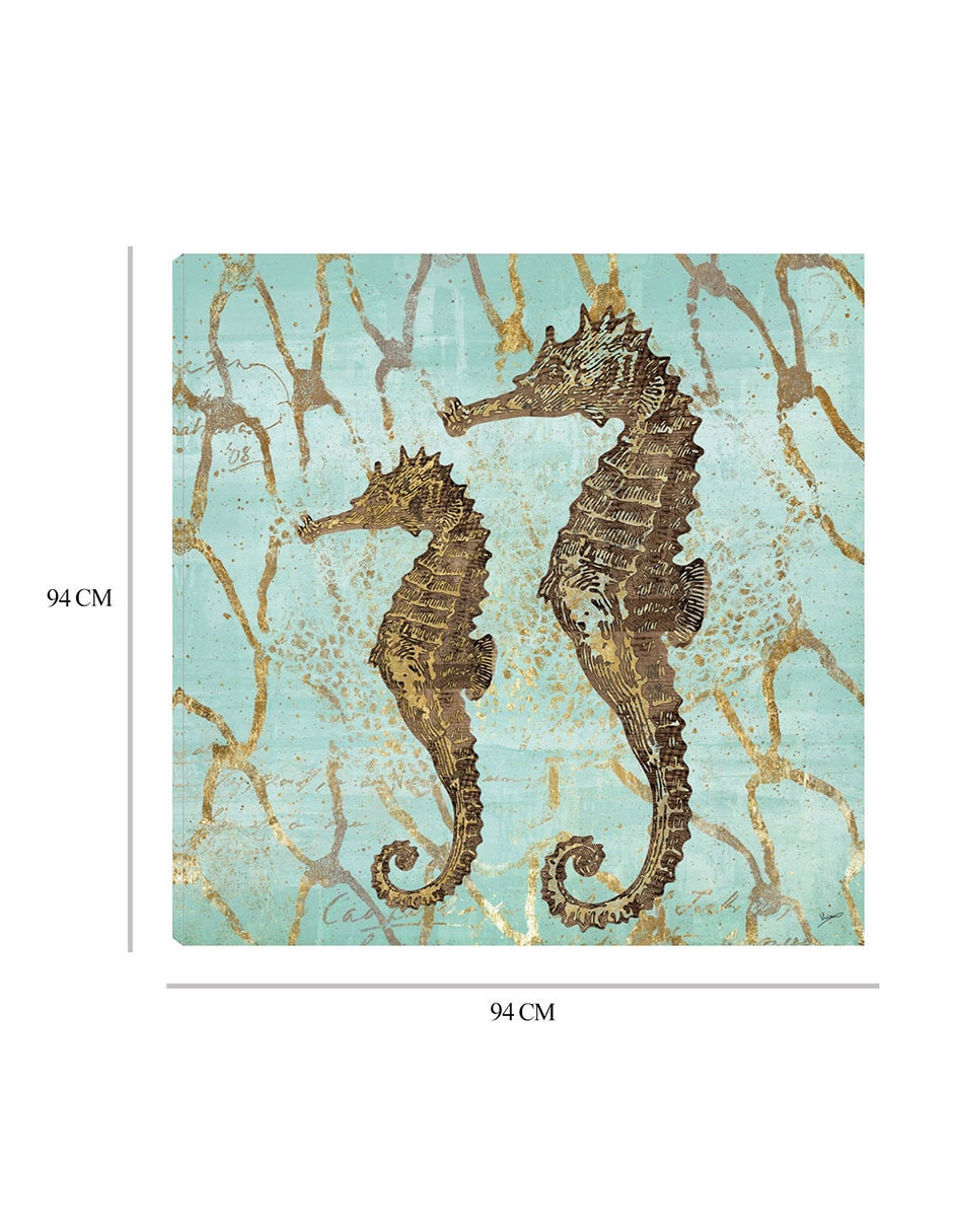 Cuadro decorativo Caballitos de mar de oro técnica mixta Criaturas Marinas 8