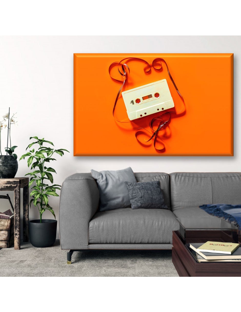 Cuadro decorativo cassete naranja 2