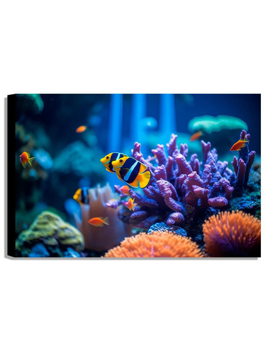 Litografía Acuario mar tropical técnica acrílico