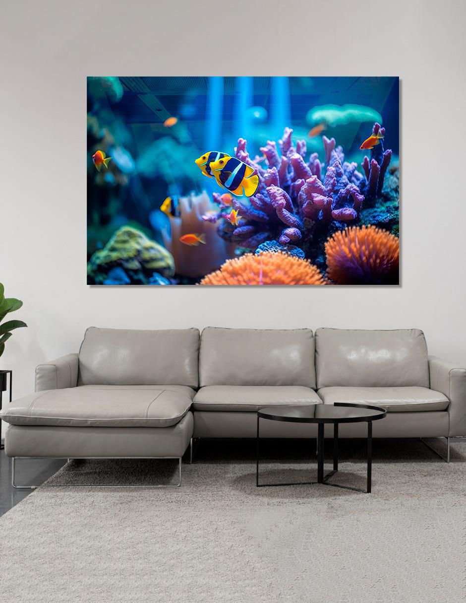 Litografía Acuario mar tropical técnica acrílico 2