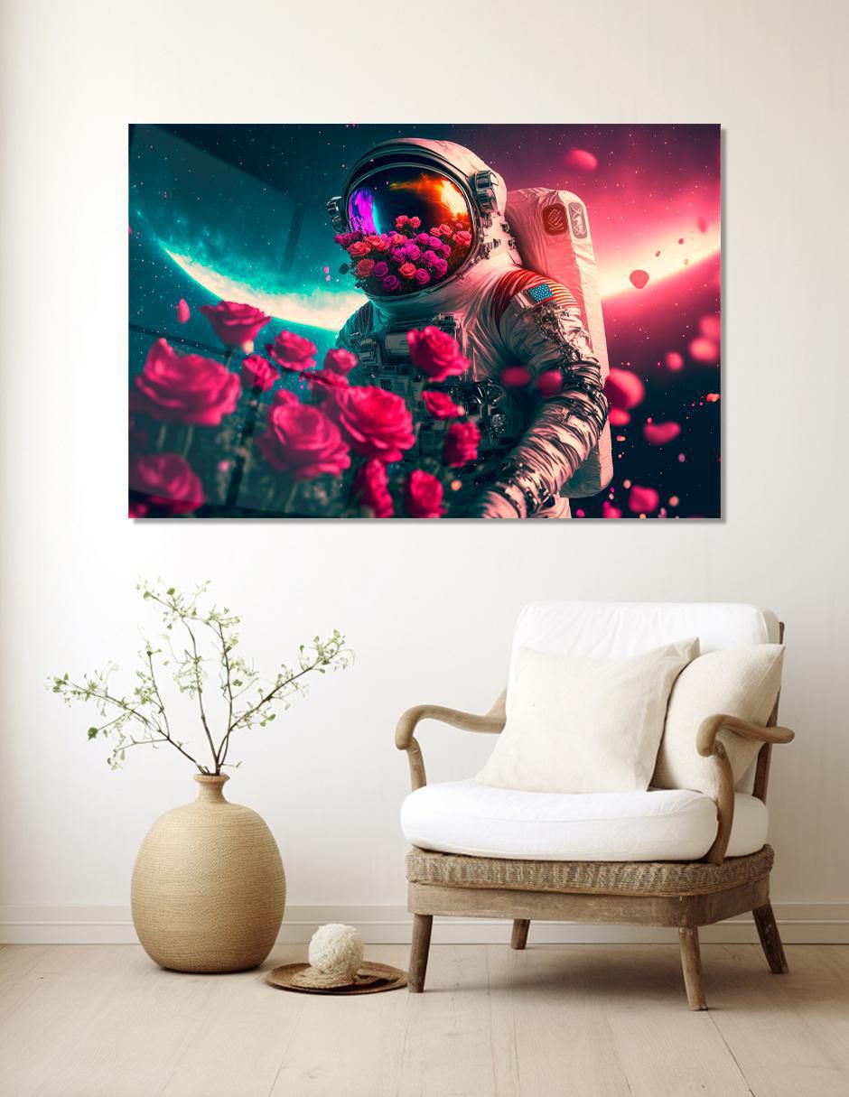 Litografía Astronauta S. Valentín técnica acrílico 2
