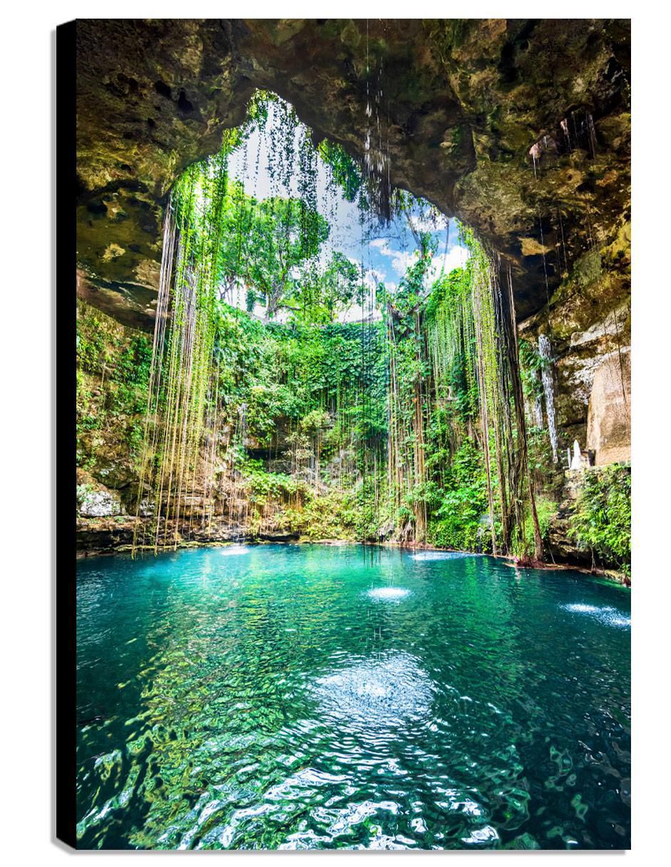 Litografía Cenote Ik-Kil técnica acrílico