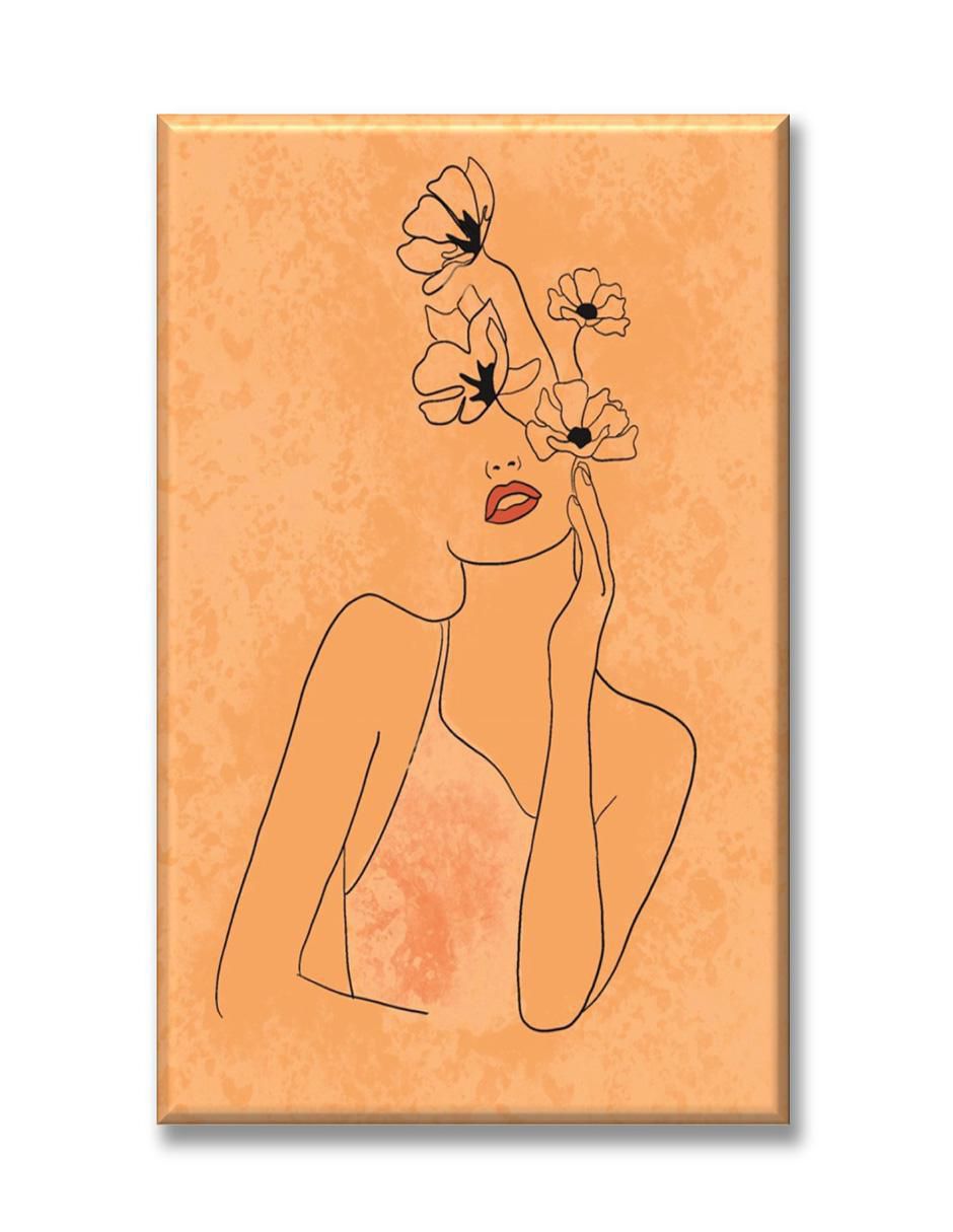 Cuadro decorativo Mujer flor naranja Cuadro decorativo Mujer flor naranja
