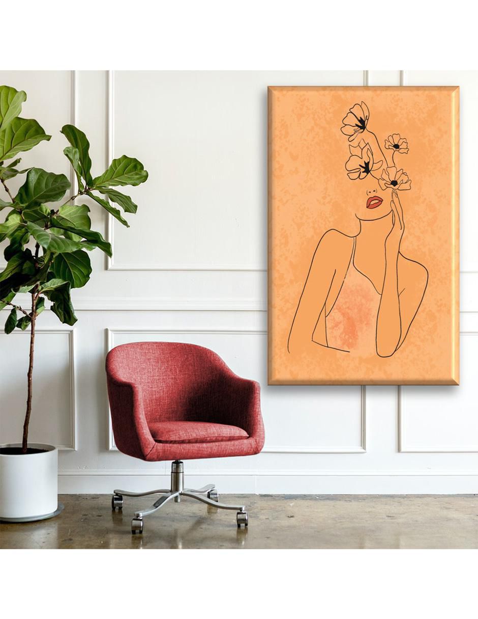 Cuadro decorativo Mujer flor naranja 2