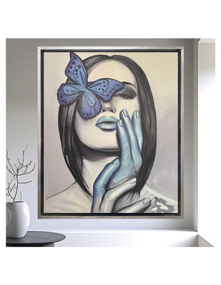 Pintura Blue Butterfly técnica acrílico Mariposas 2