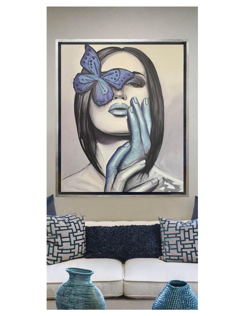 Pintura Blue Butterfly técnica acrílico Mariposas 4