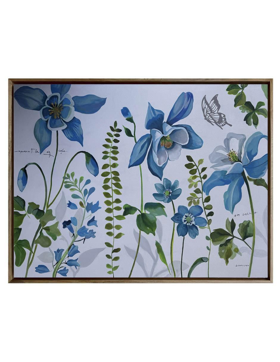 Pintura Flores Azules técnica acrílico Flores