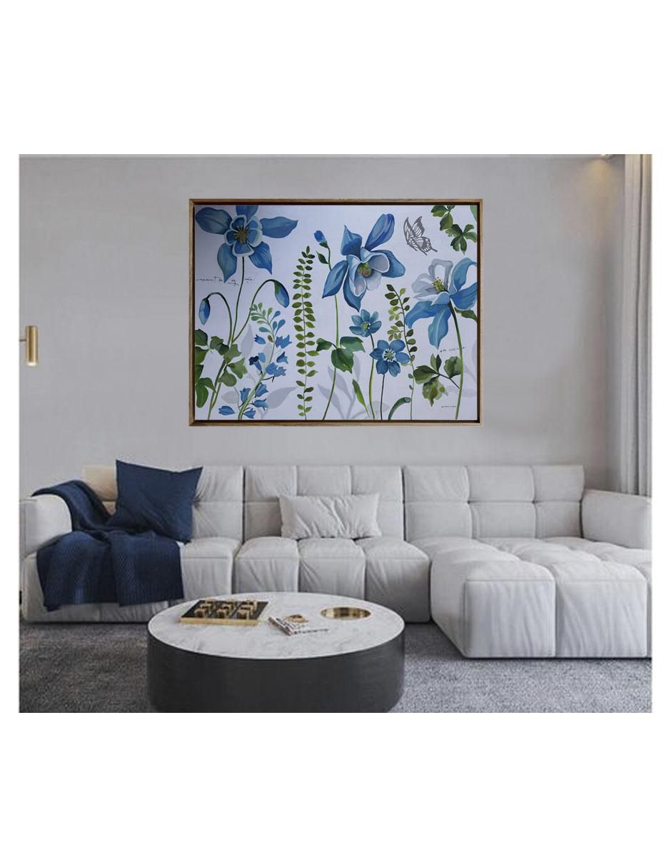 Pintura Flores Azules técnica acrílico Flores 4