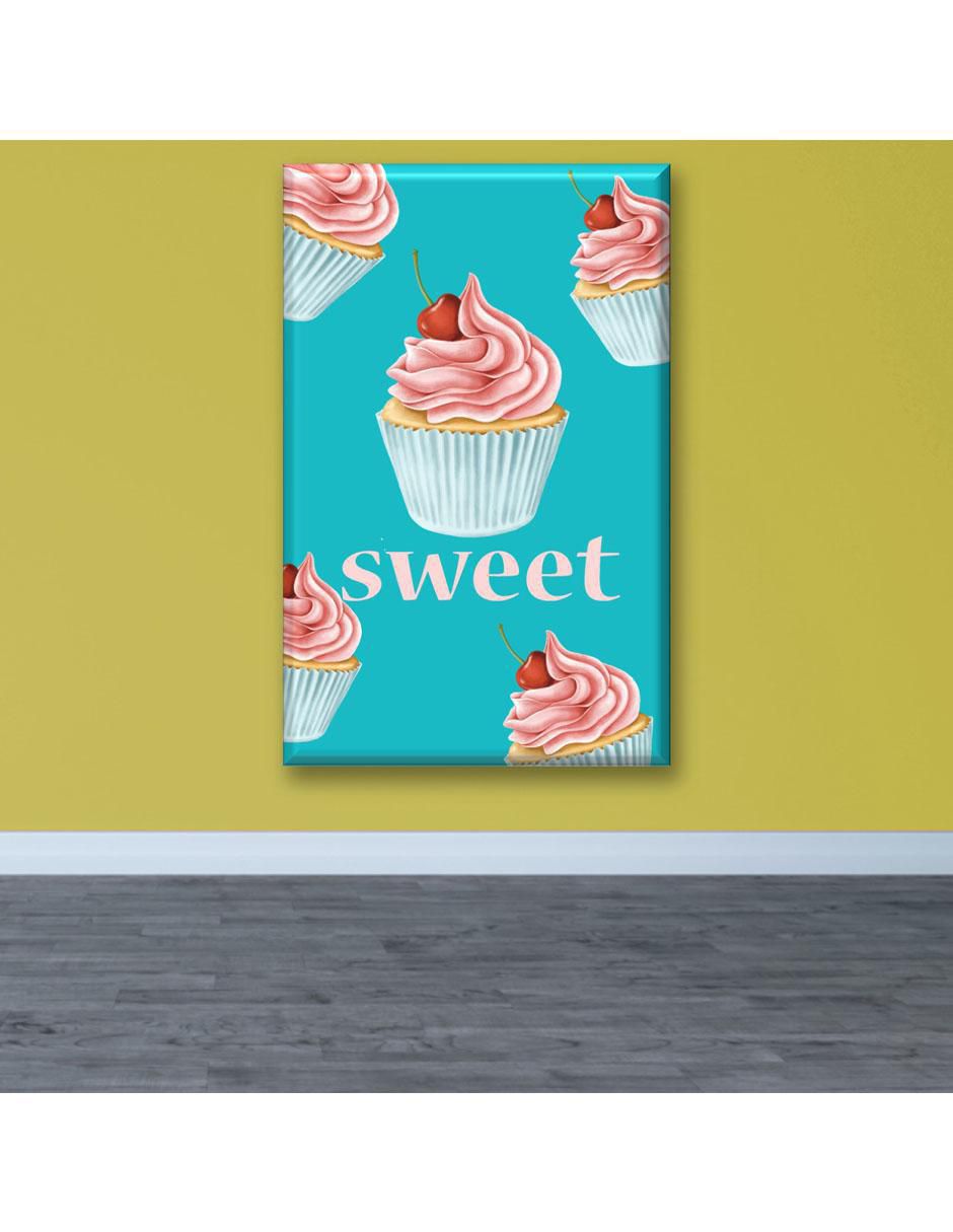 Cuadro decorativo Cupcakes rosas 2