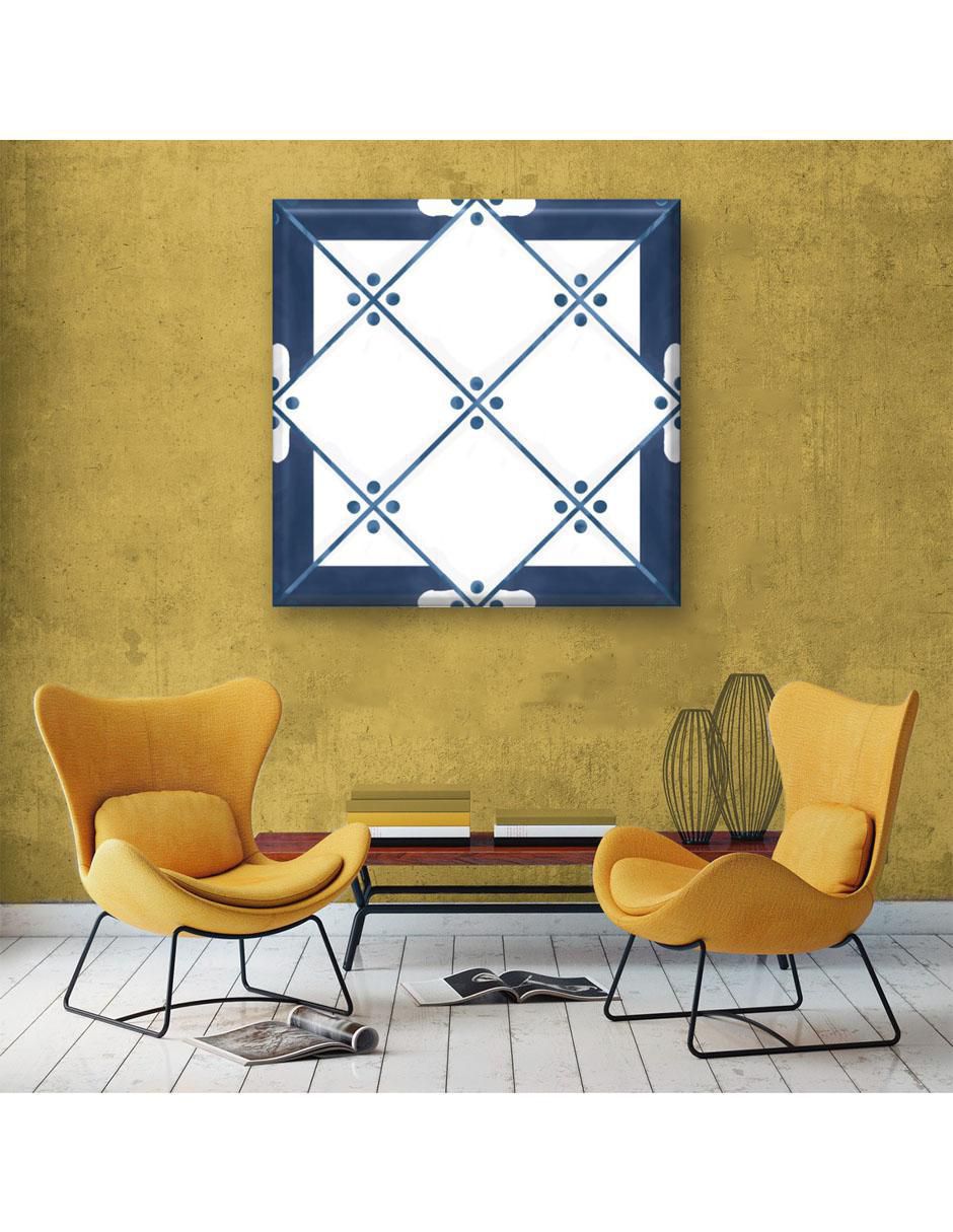 Cuadro decorativo Rombo azul y blanco 2