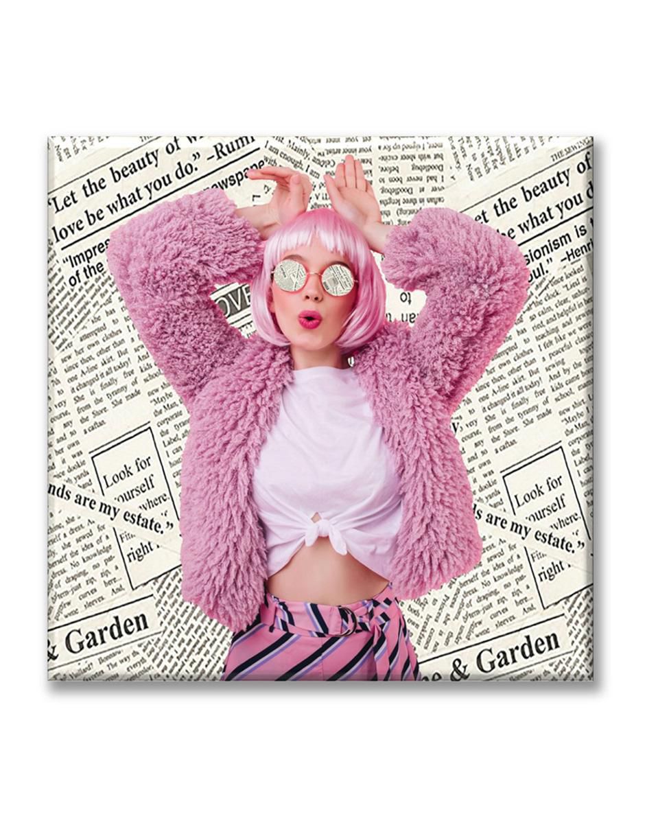 Cuadro decorativo Collage chica rosa