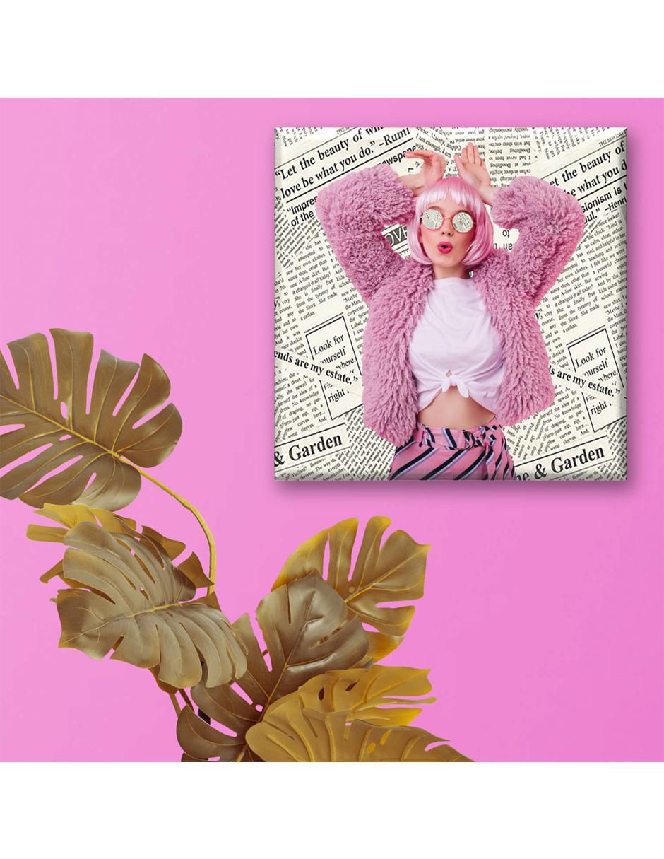 Cuadro decorativo Collage chica rosa 3