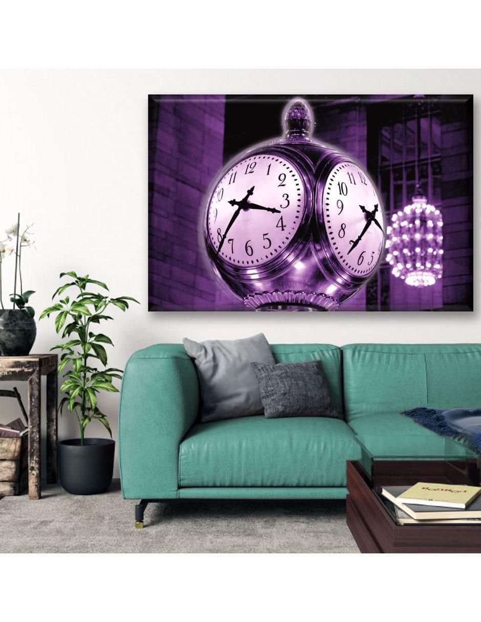 Cuadro decorativo Reloj morado 2