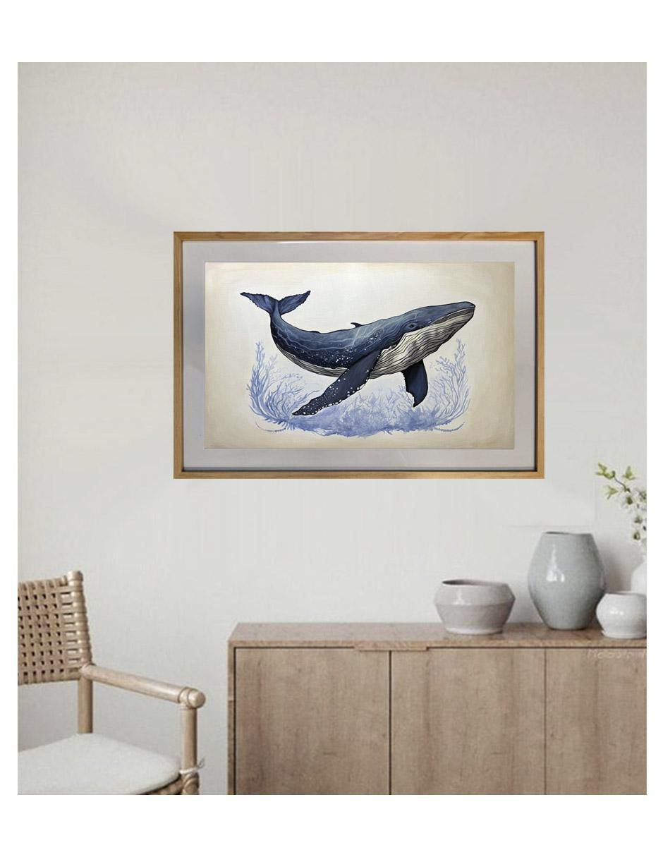 Pintura Ballena Azul técnica acrílico 2