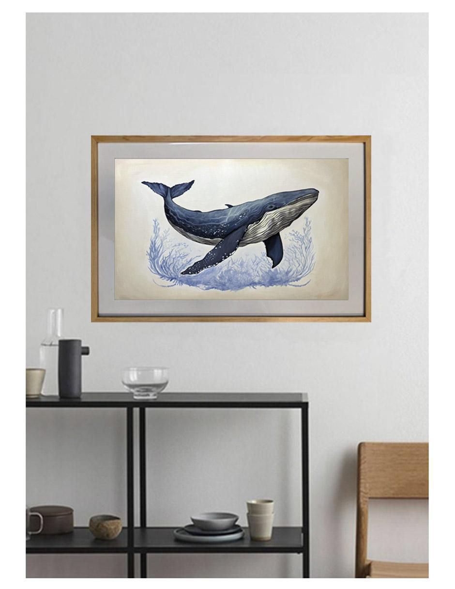 Pintura Ballena Azul técnica acrílico 4