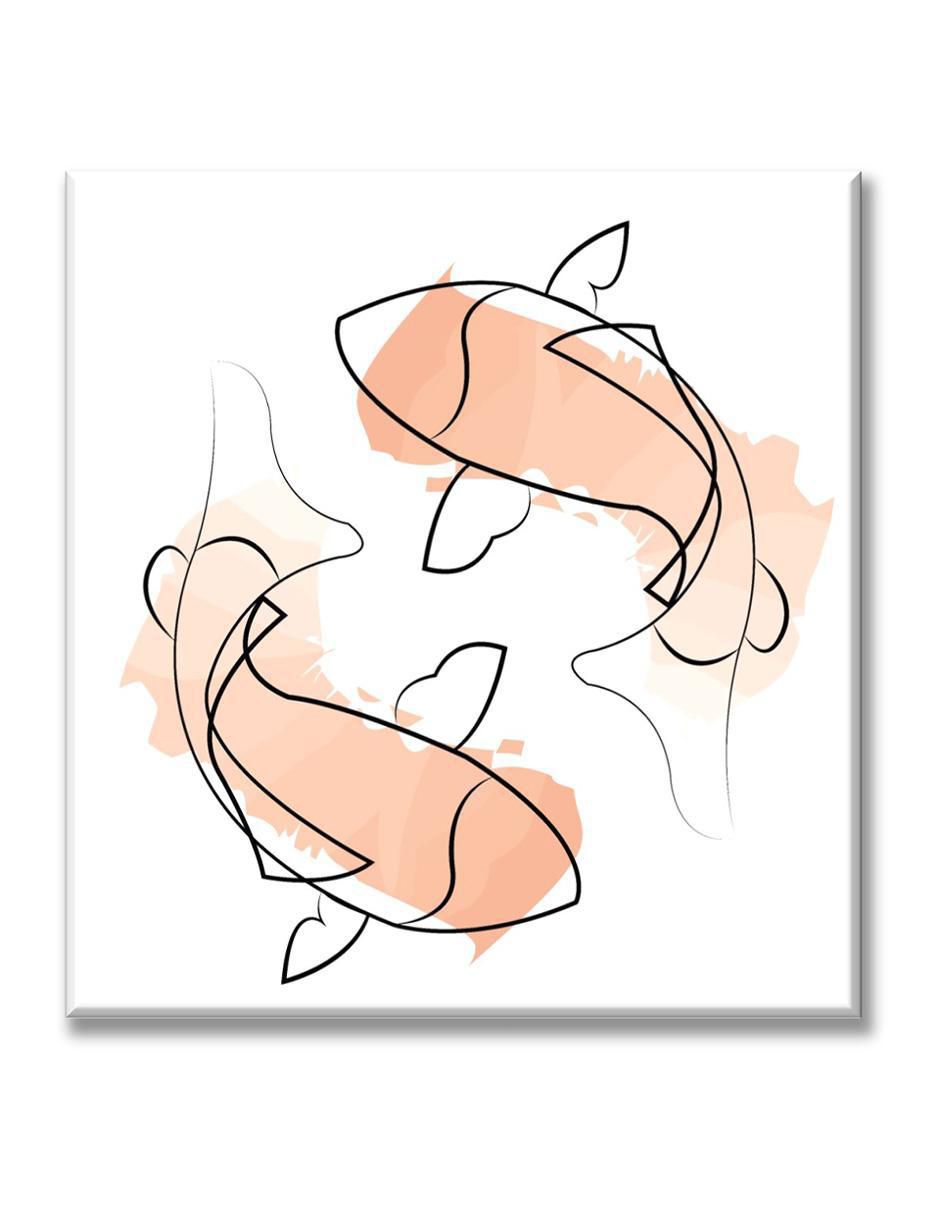 Cuadro decorativo Peces koi línea