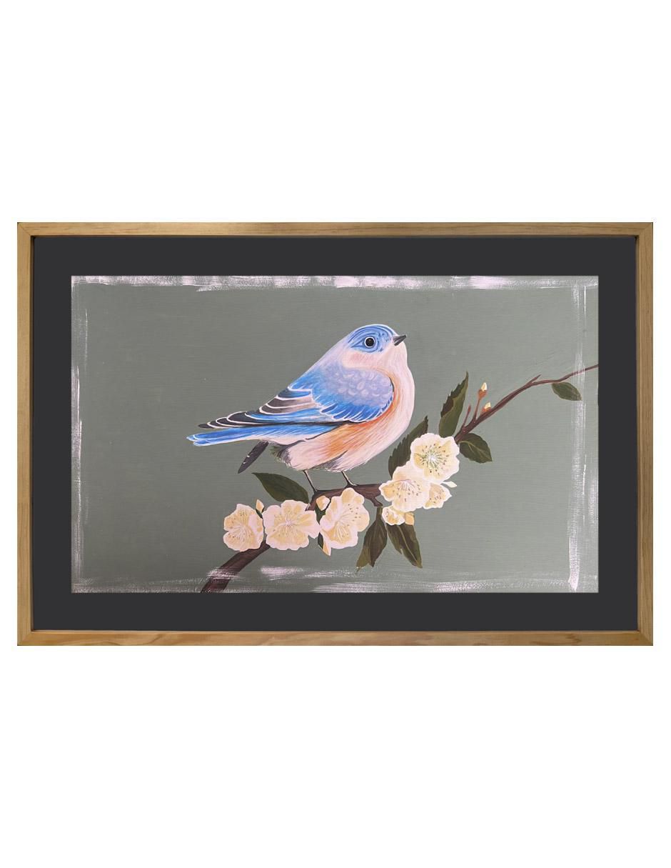 Pintura Blue Bird técnica acrílico Birds