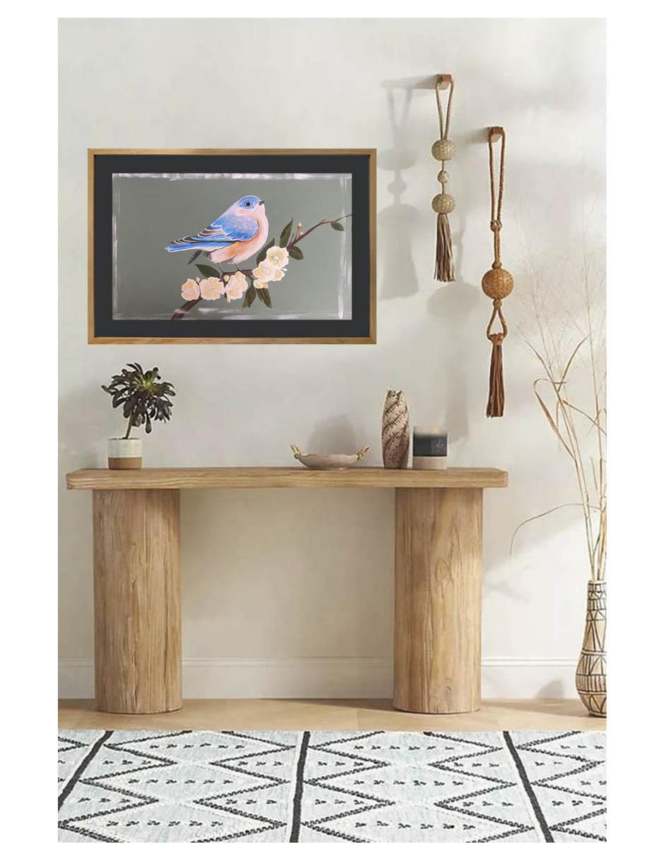 Pintura Blue Bird técnica acrílico Birds 3