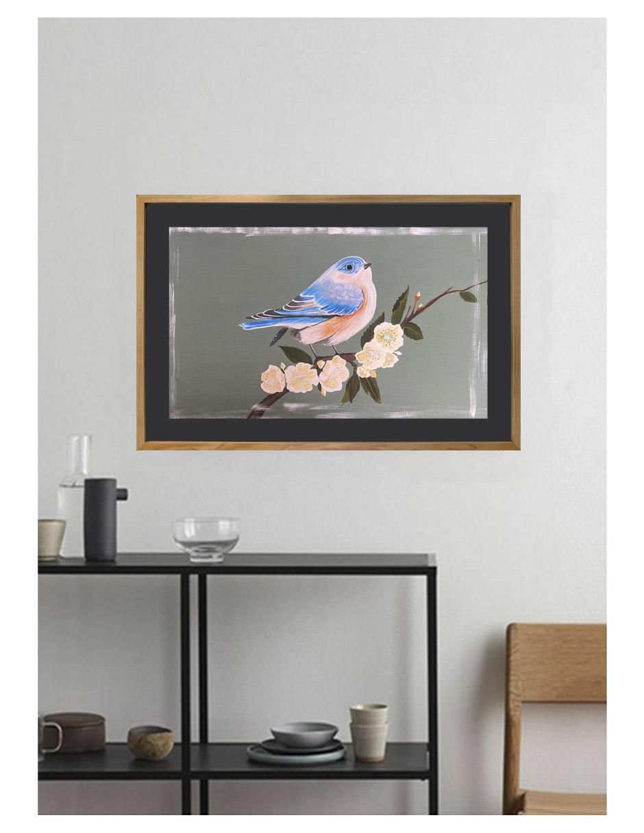 Pintura Blue Bird técnica acrílico Birds 4