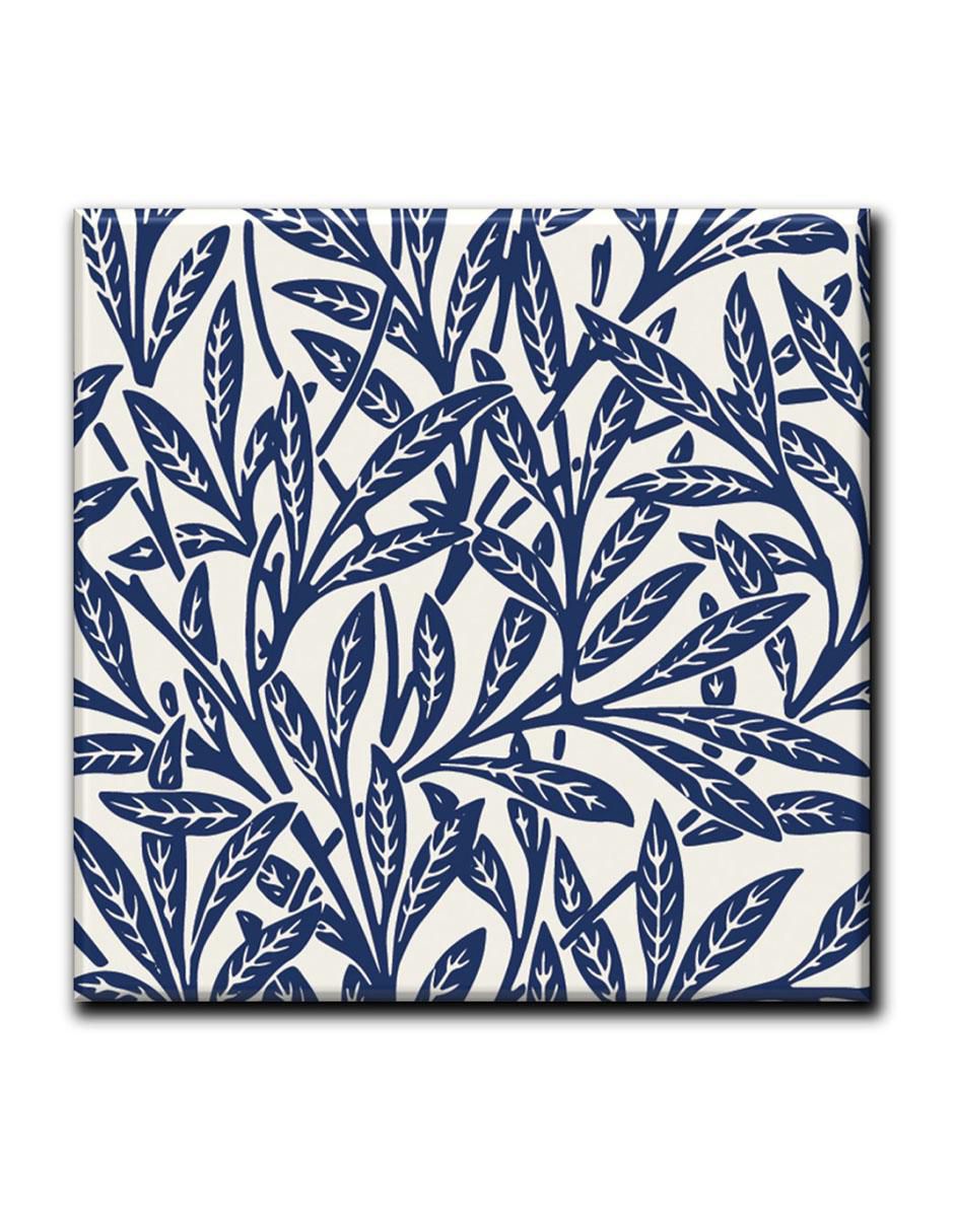 Cuadro decorativo Hojas blancoazul