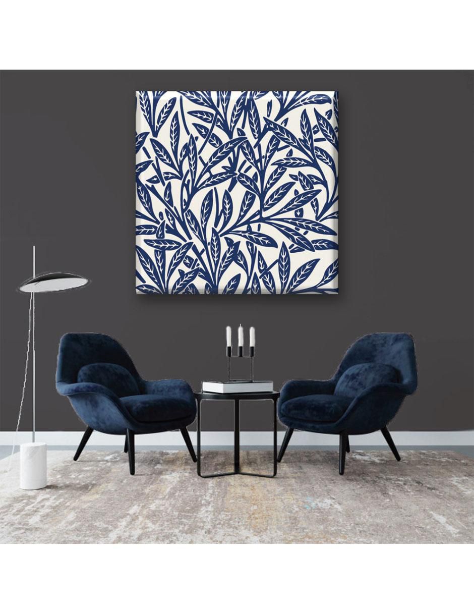 Cuadro decorativo Hojas blancoazul 2