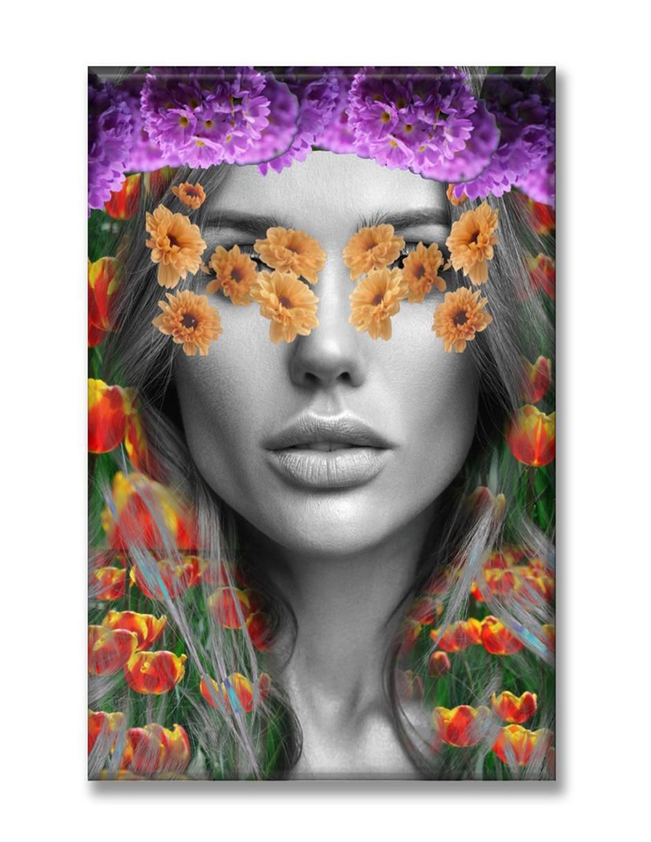 Cuadro decorativo Collage mujer flor