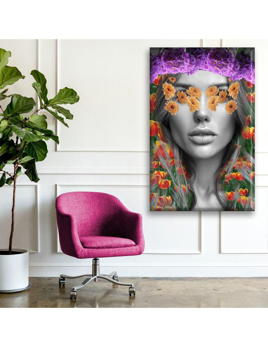 Cuadro decorativo Collage mujer flor 2