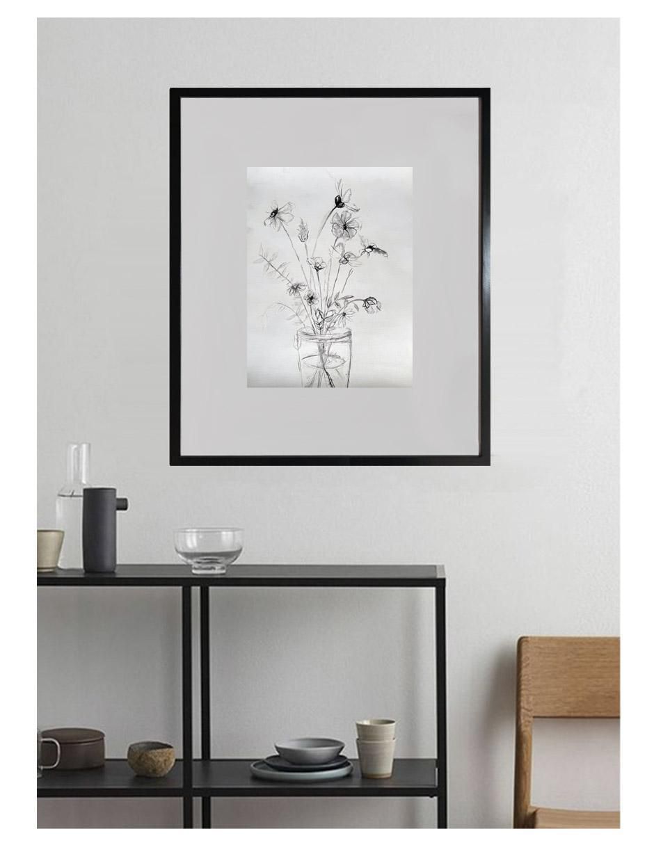 Pintura Jarrón técnica acrílico Flores 3