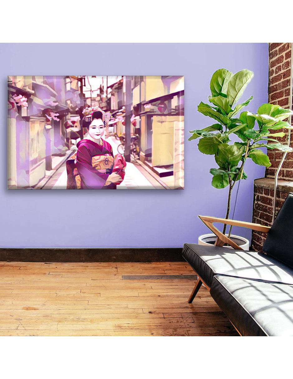 Cuadro decorativo Geisha en la ciudad 2