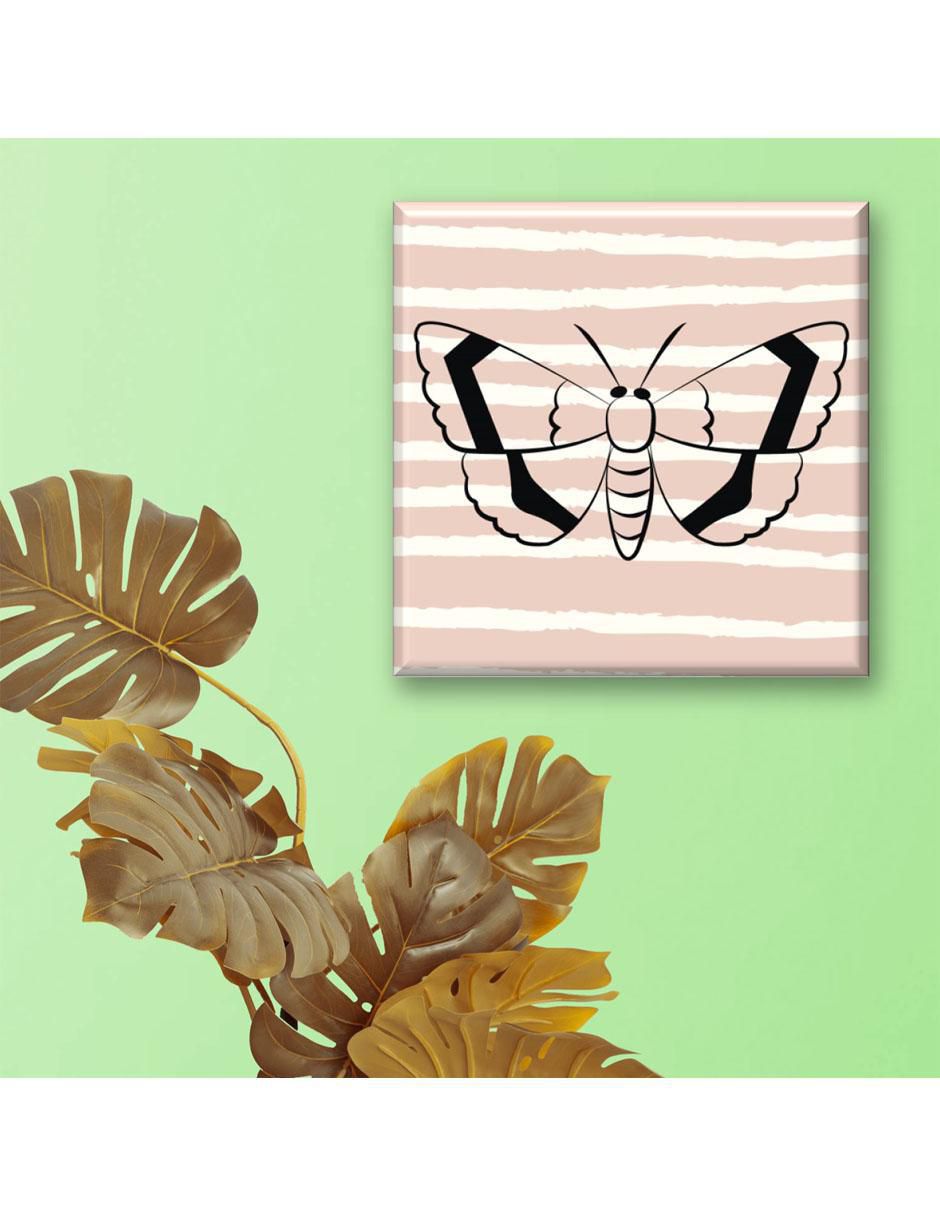 Cuadro decorativo Polilla fondo rayas 3
