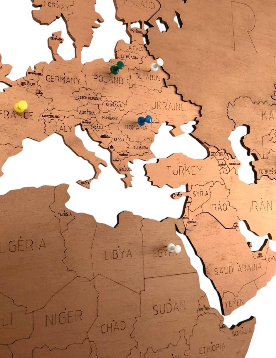 Costal decorativo mapa de madera del mundo 3