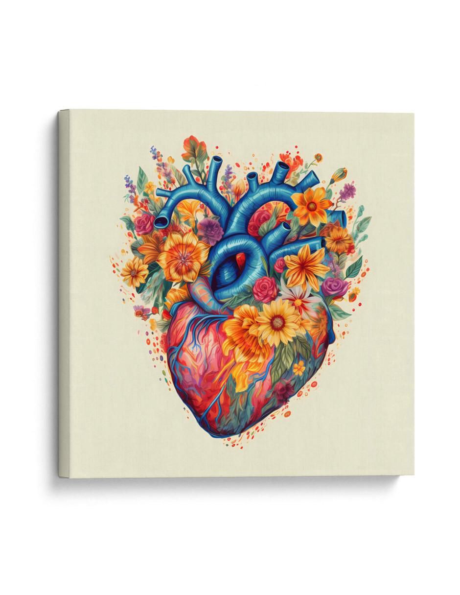 Cuadro decorativo Corazon y flores