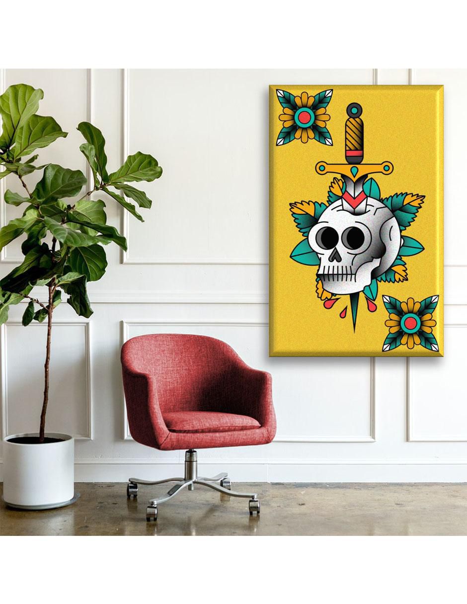 Cuadro decorativo calavera estilo tatuaje 2