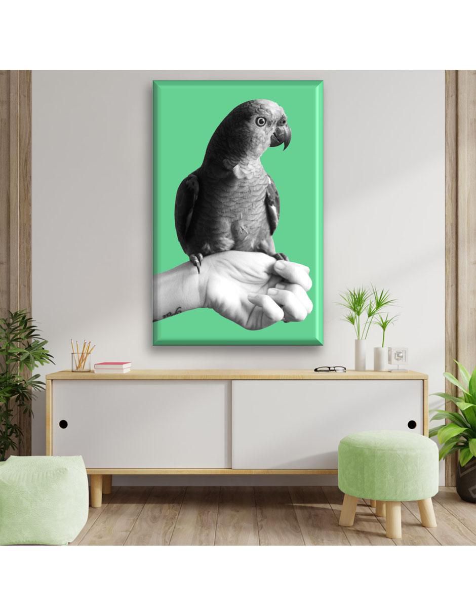 Cuadro decorativo Periquito byn 2
