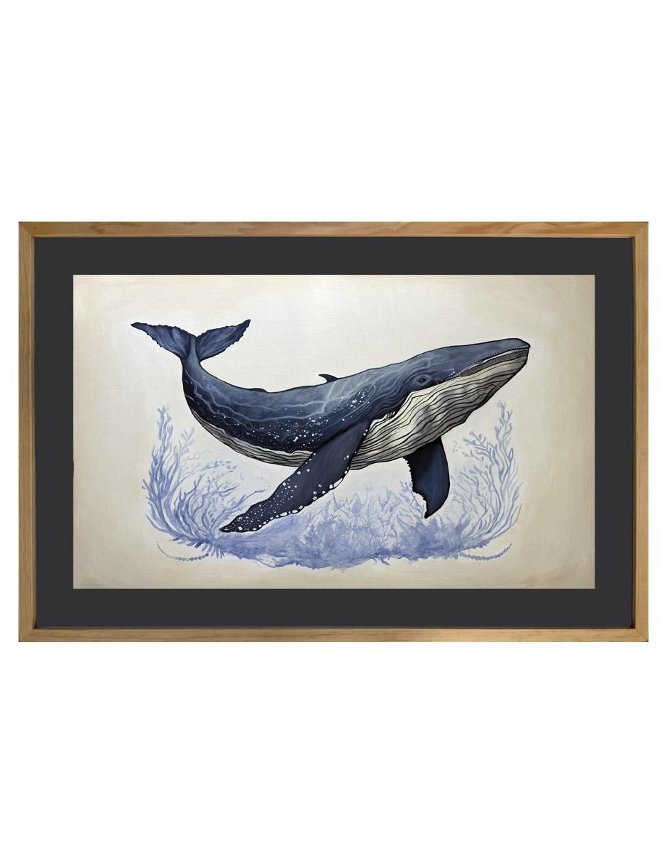 Pintura Ballena azul técnica acrílico Océano