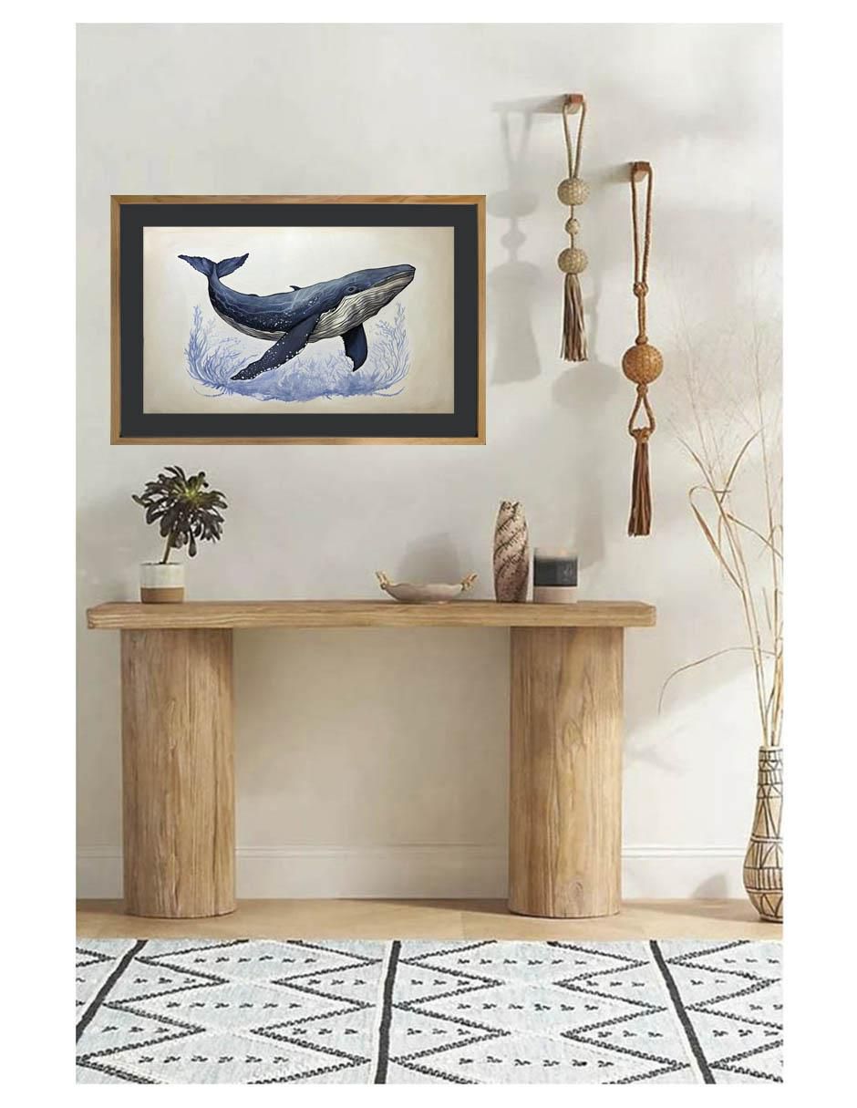 Pintura Ballena azul técnica acrílico Océano 3