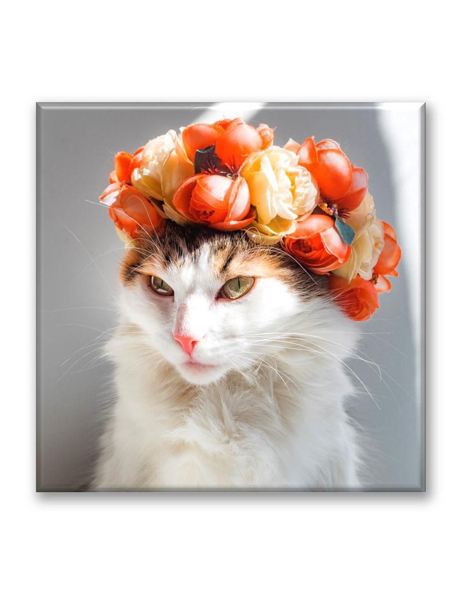 Cuadro decorativo Gato corona de flores Cuadro decorativo Gato corona de flores